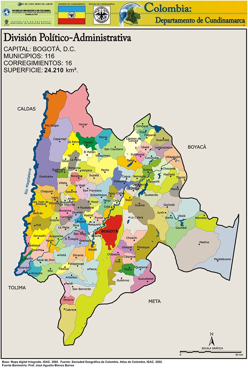 Mapa Municipios departamento de Cundinamarca