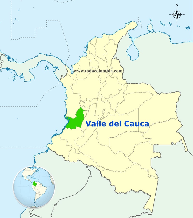 Mapa UbicaciÃ³n geogrÃ¡fica departamento del Valle del Cauca